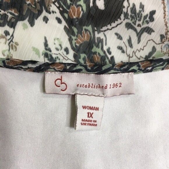 CB Established 1962 Layered Cap Sleeve Lined Chiffon Blouse 1X - Picture 5 of 10